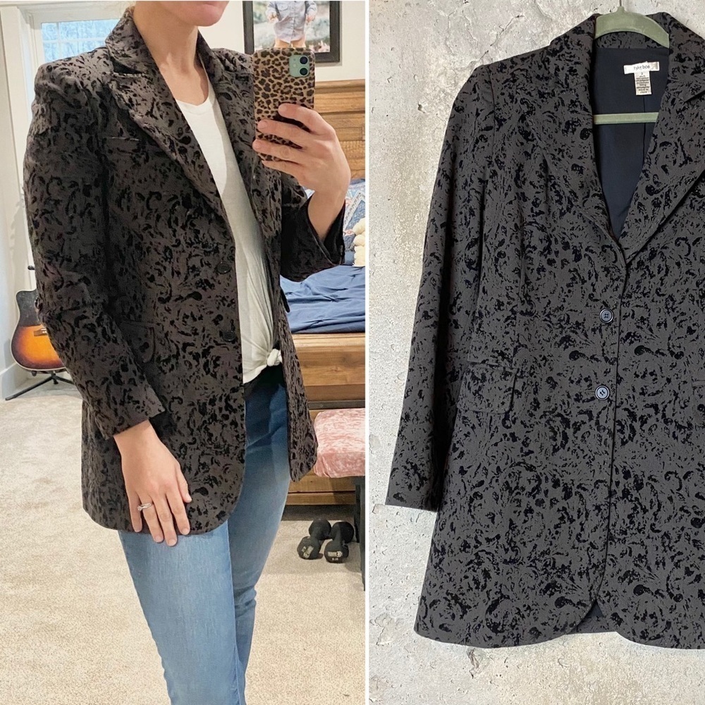 Vintage Tyler Böe gray taupe black velvet  blazer
